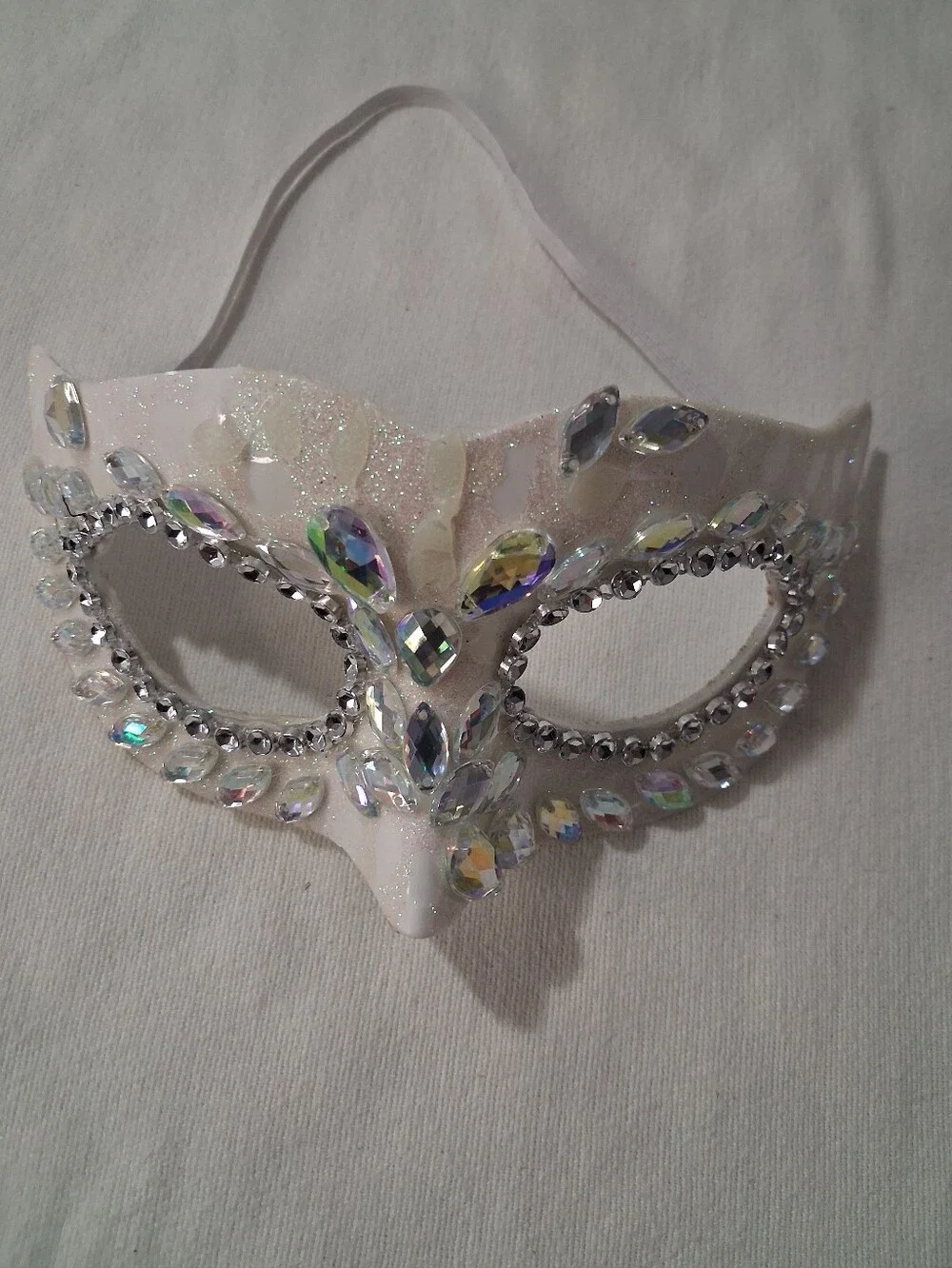 White Jeweled Venetian Eye Mask - Women Accessories Halloween
